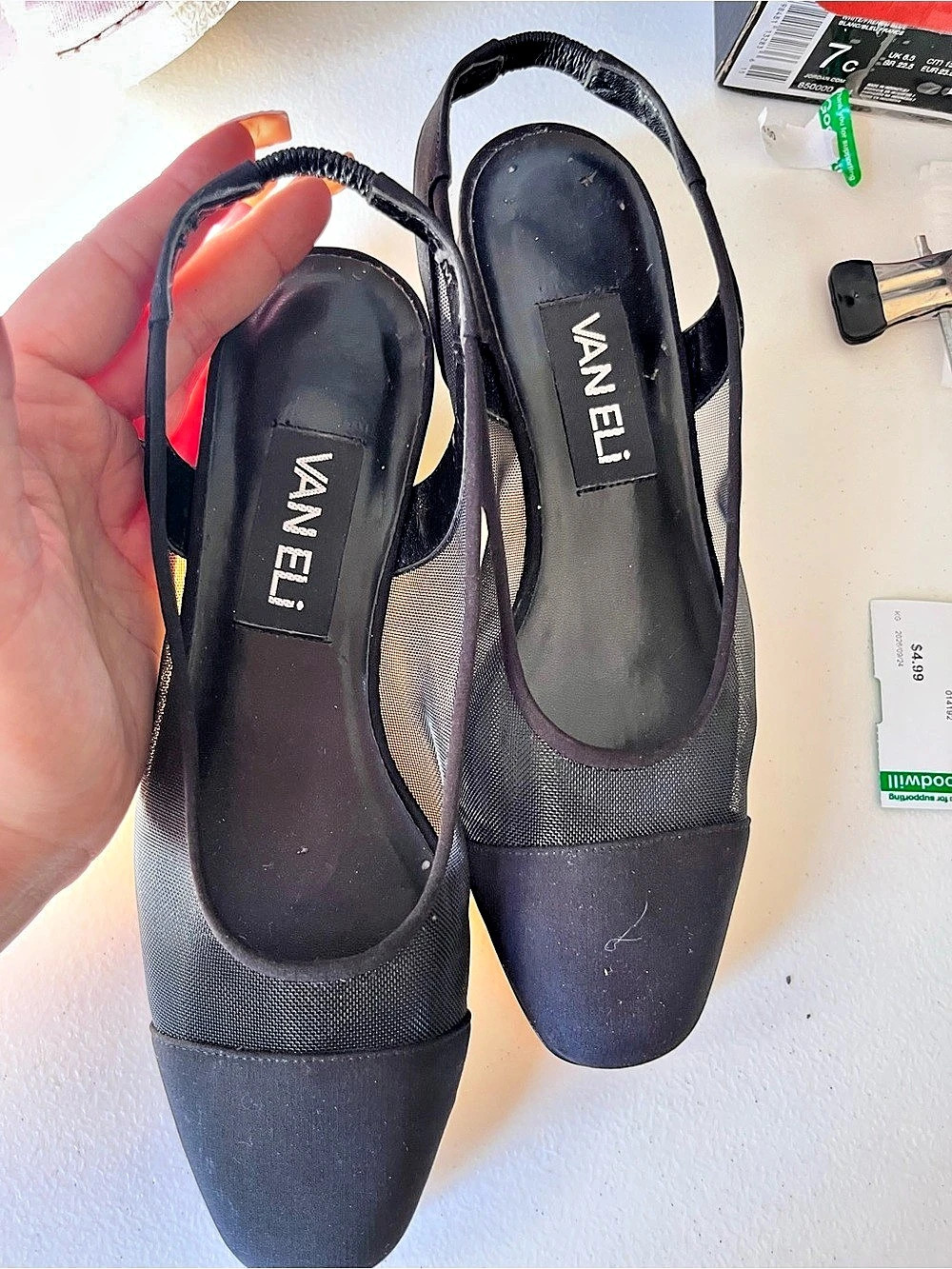 VANELI Black Mesh Slingback Heels US 6 M